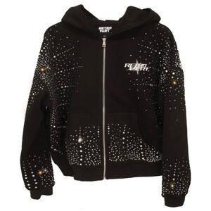 Retro Vert Black Hoodie with Starry Design